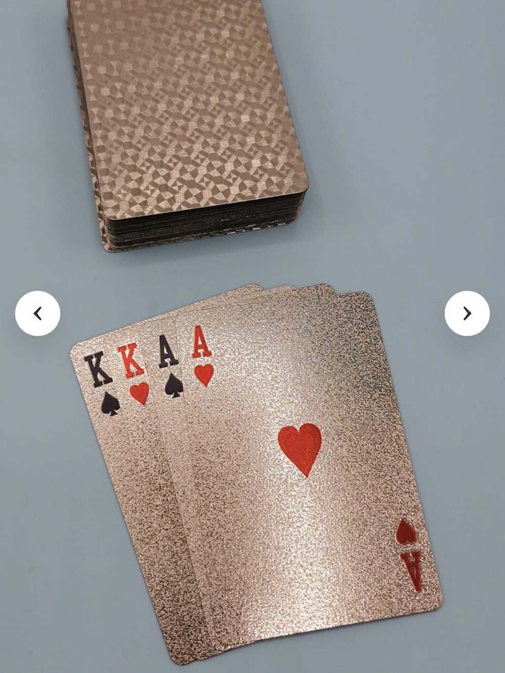 Rose Gold Metallic Playing Cards - Heart Accent
